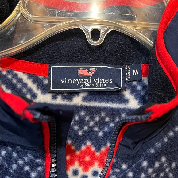 Men's Stylish Quarter Zip-Up Sweater in Navy and Red - Picture 2 of 6